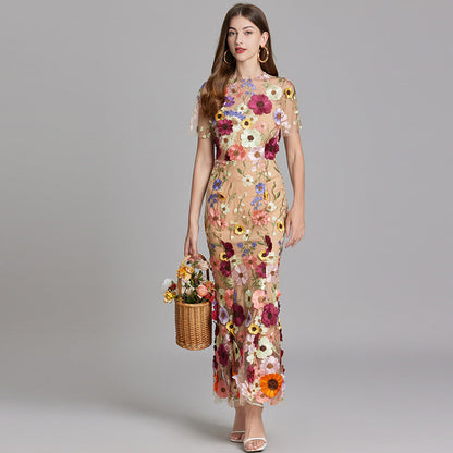 Moderne Dame Elegant Blomstret Sommerkjole