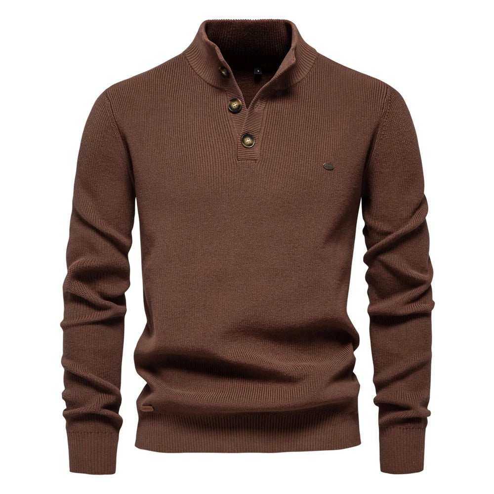 Stilfuld Herrepullover Med Eksklusivt Knapdesign