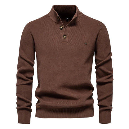 Stilfuld Herrepullover Med Eksklusivt Knapdesign