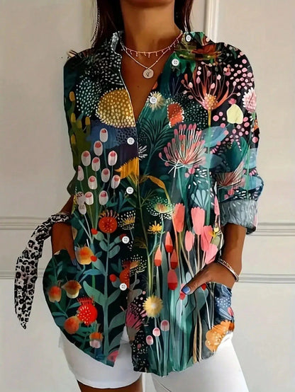 Ragnhild | Farverig bluse med legende og frisk print
