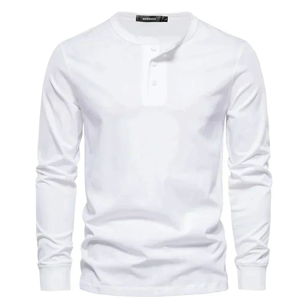 Moderne Komfortabel Stilfuld Langærmet Henley-Shirt