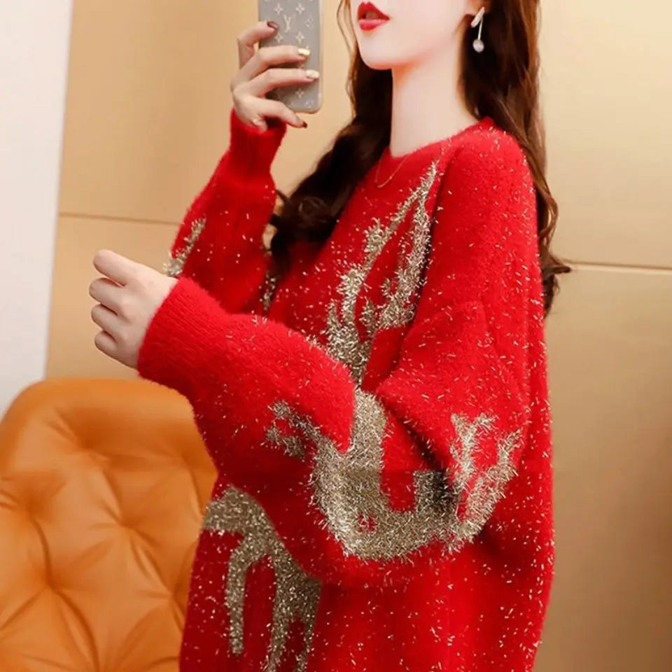 Glitter | Julesweater i varm strik med løs pasform