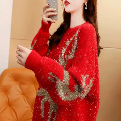 Glitter | Julesweater i varm strik med løs pasform