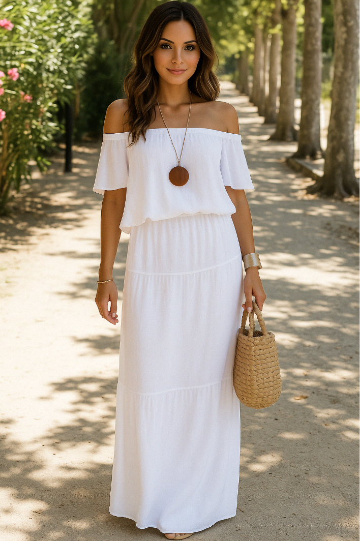 Dame Elegant Stilfuld Off-Shoulder Sommerkjole