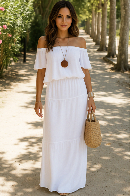 Dame Elegant Stilfuld Off-Shoulder Sommerkjole