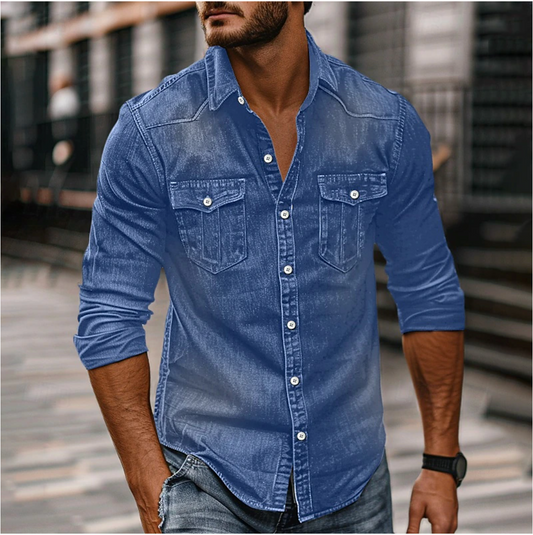 Casual Stilfuld Denimskjorte Til Mænd