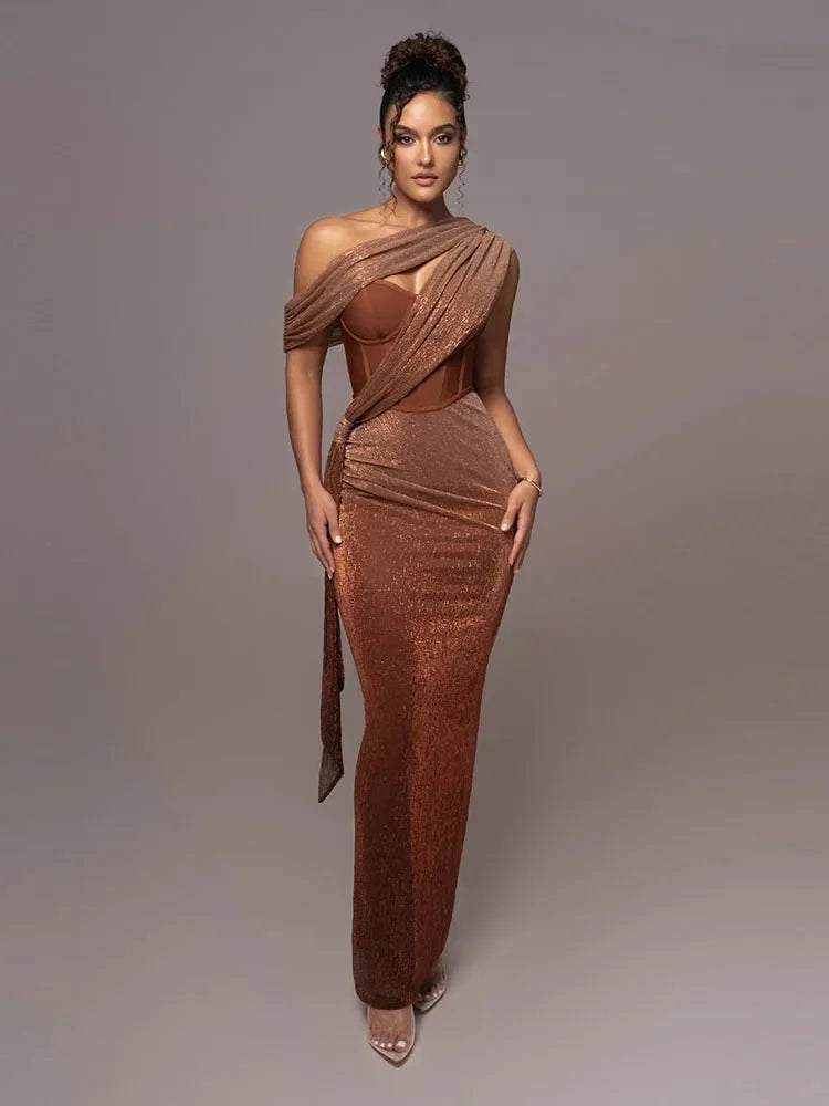 Dame Moderne Dame Elegant One-Shoulder Aftenkjole