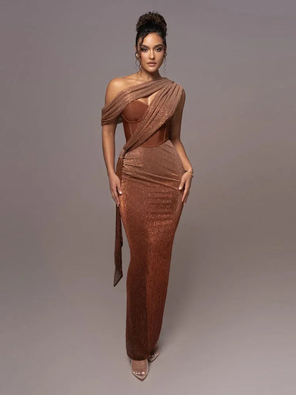Dame Moderne Dame Elegant One-Shoulder Aftenkjole