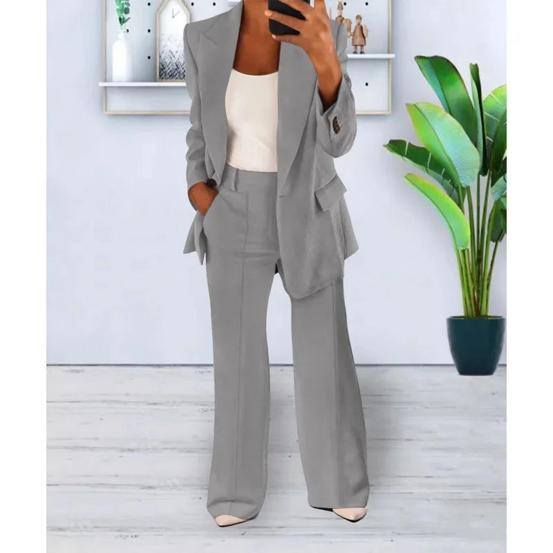 Elegant Formelt Sæt med Skræddersyet Lang Blazer til Dame
