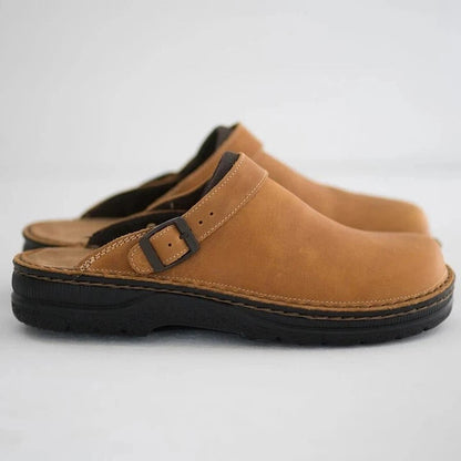 Komfortable Brune Læder Slip-On Træsko