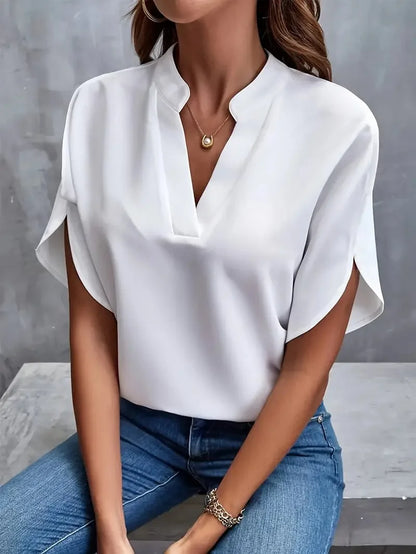 Elegant Stilfuld V-Hals Flydende Bluse