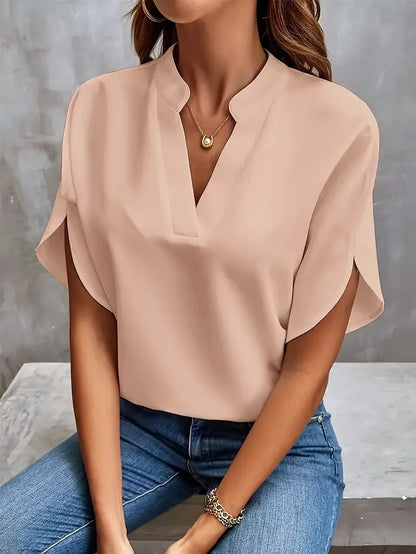 Elegant Stilfuld V-Hals Flydende Bluse