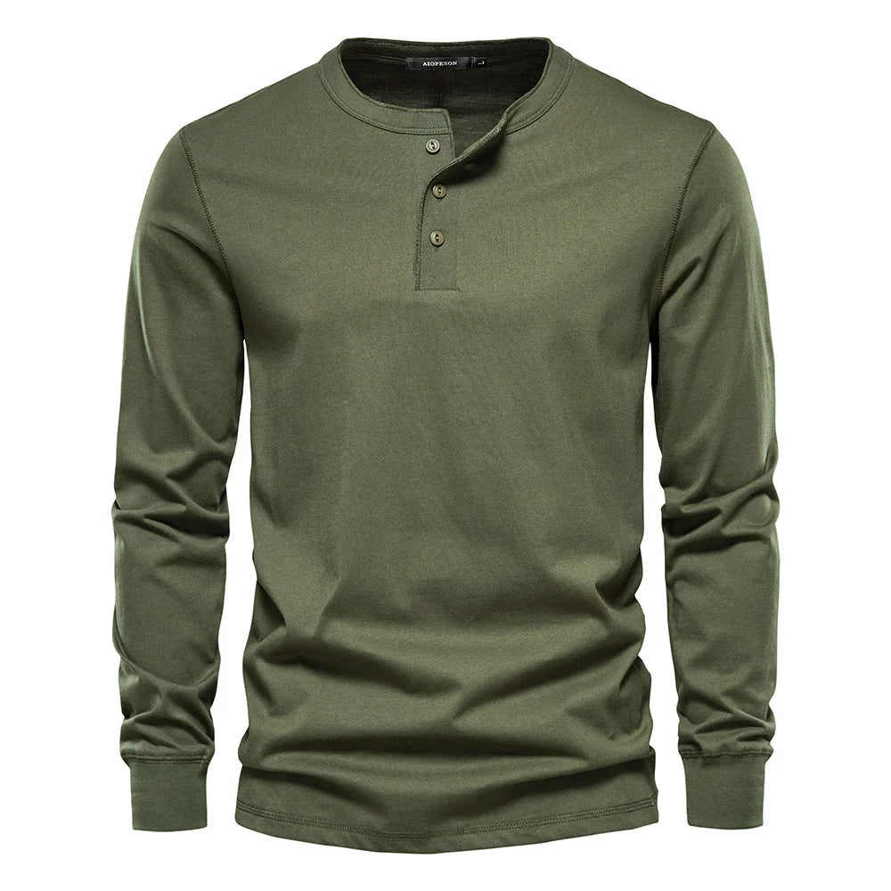 Moderne Komfortabel Stilfuld Langærmet Henley-Shirt