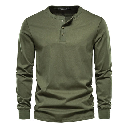 Moderne Komfortabel Stilfuld Langærmet Henley-Shirt