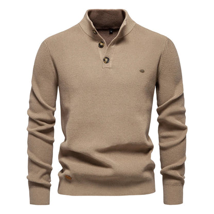 Stilfuld Herrepullover Med Eksklusivt Knapdesign