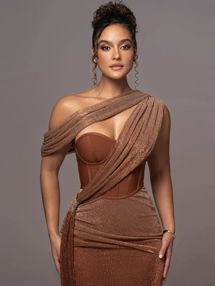 Dame Moderne Dame Elegant One-Shoulder Aftenkjole