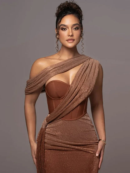 Dame Moderne Dame Elegant One-Shoulder Aftenkjole