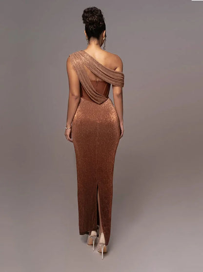 Dame Moderne Dame Elegant One-Shoulder Aftenkjole