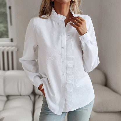 Moderne Elegant Skjorte med Flæsekant