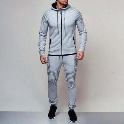 Alexander | Slim Fit Streetwear-Sæt Med Hættejakke, Joggingbukser Og Ribstrik-Paneler