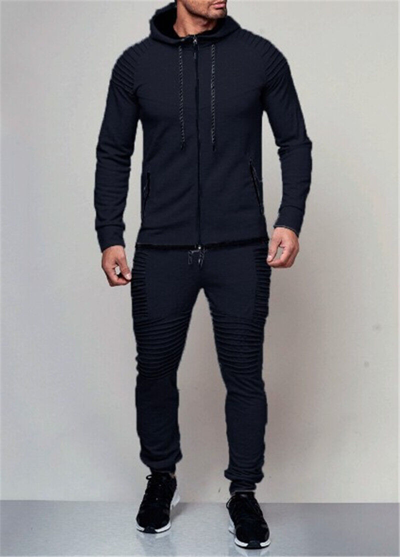 Alexander | Slim Fit Streetwear-Sæt Med Hættejakke, Joggingbukser Og Ribstrik-Paneler