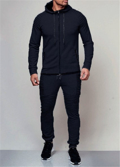 Alexander | Slim Fit Streetwear-Sæt Med Hættejakke, Joggingbukser Og Ribstrik-Paneler