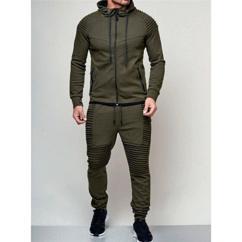 Alexander | Slim Fit Streetwear-Sæt Med Hættejakke, Joggingbukser Og Ribstrik-Paneler