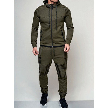 Alexander | Slim Fit Streetwear-Sæt Med Hættejakke, Joggingbukser Og Ribstrik-Paneler