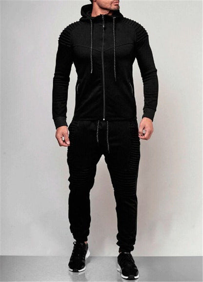 Alexander | Slim Fit Streetwear-Sæt Med Hættejakke, Joggingbukser Og Ribstrik-Paneler