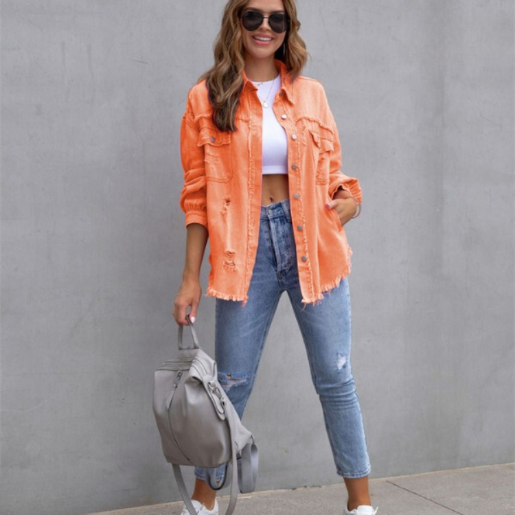Pernille | Vintage inspireret slidt denim jakke med afslappet pasform