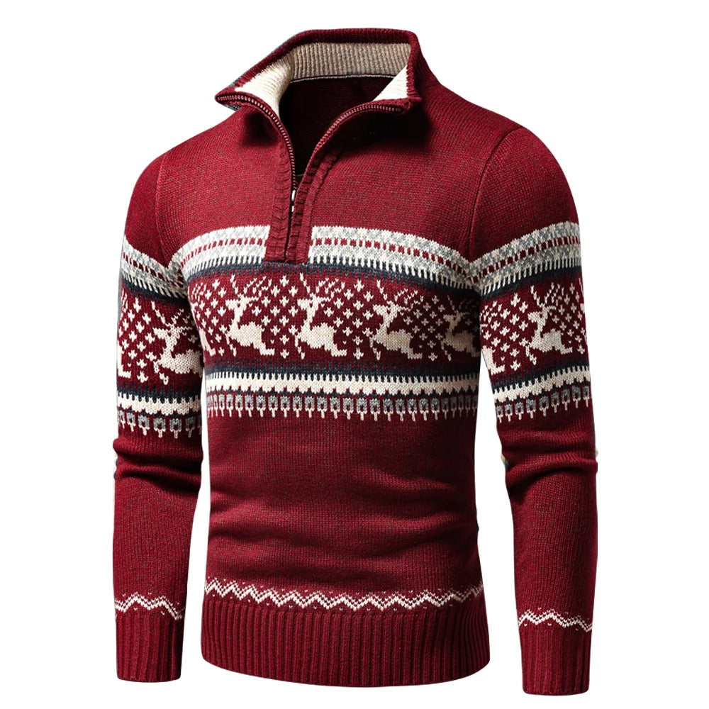 Kris | Julesweater med halv lynlås og vintermotiv