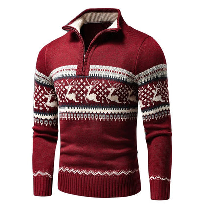 Kris | Julesweater med halv lynlås og vintermotiv