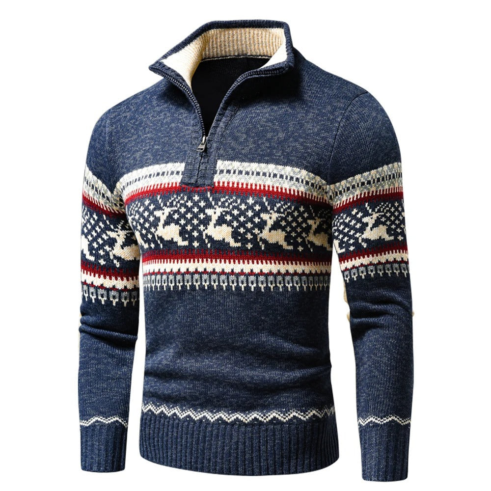 Kris | Julesweater med halv lynlås og vintermotiv