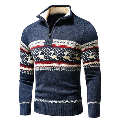 Kris | Julesweater med halv lynlås og vintermotiv