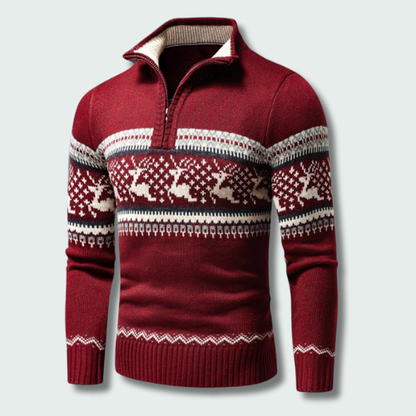 Kris | Julesweater med halv lynlås og vintermotiv