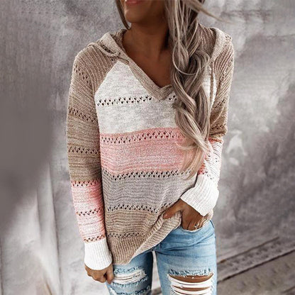 Lone | Strikket V-hals sweater med sløjfedetalje og løs pasform