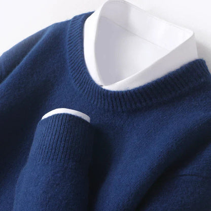 Jonas | Tidløs Herresweater i Varm Strik med Rund Hals