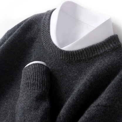 Jonas | Tidløs Herresweater i Varm Strik med Rund Hals