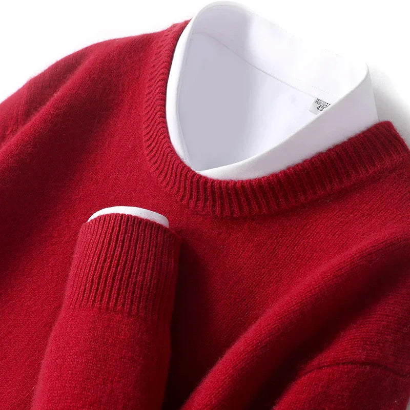 Jonas | Tidløs Herresweater i Varm Strik med Rund Hals