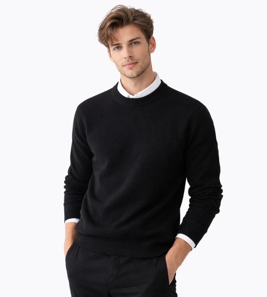 Jonas | Tidløs Herresweater i Varm Strik med Rund Hals