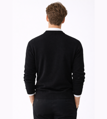 Jonas | Tidløs Herresweater i Varm Strik med Rund Hals