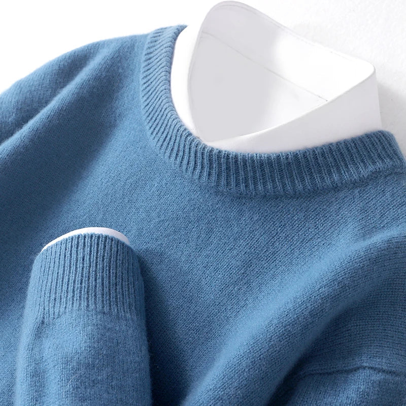 Jonas | Tidløs Herresweater i Varm Strik med Rund Hals