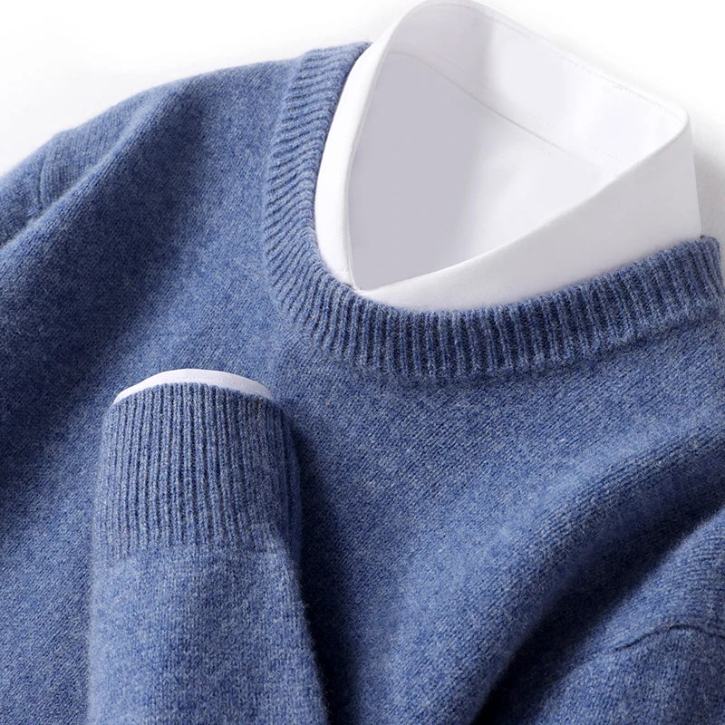 Jonas | Tidløs Herresweater i Varm Strik med Rund Hals