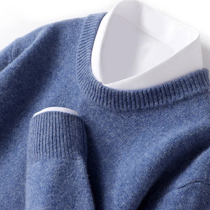 Jonas | Tidløs Herresweater i Varm Strik med Rund Hals