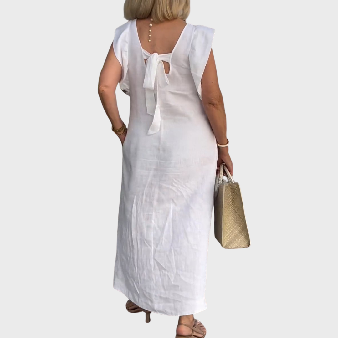 Dame Ærmeløs Lomme Sommer Maxi Casual Kjole