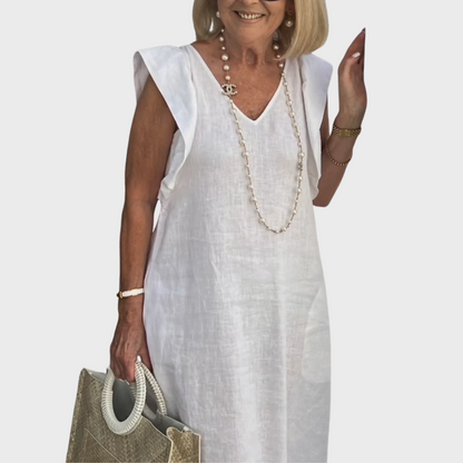 Dame Ærmeløs Lomme Sommer Maxi Casual Kjole