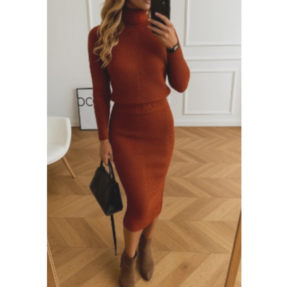 Dame Elegant Stilfuld Komfortabel Midi Strikkjole