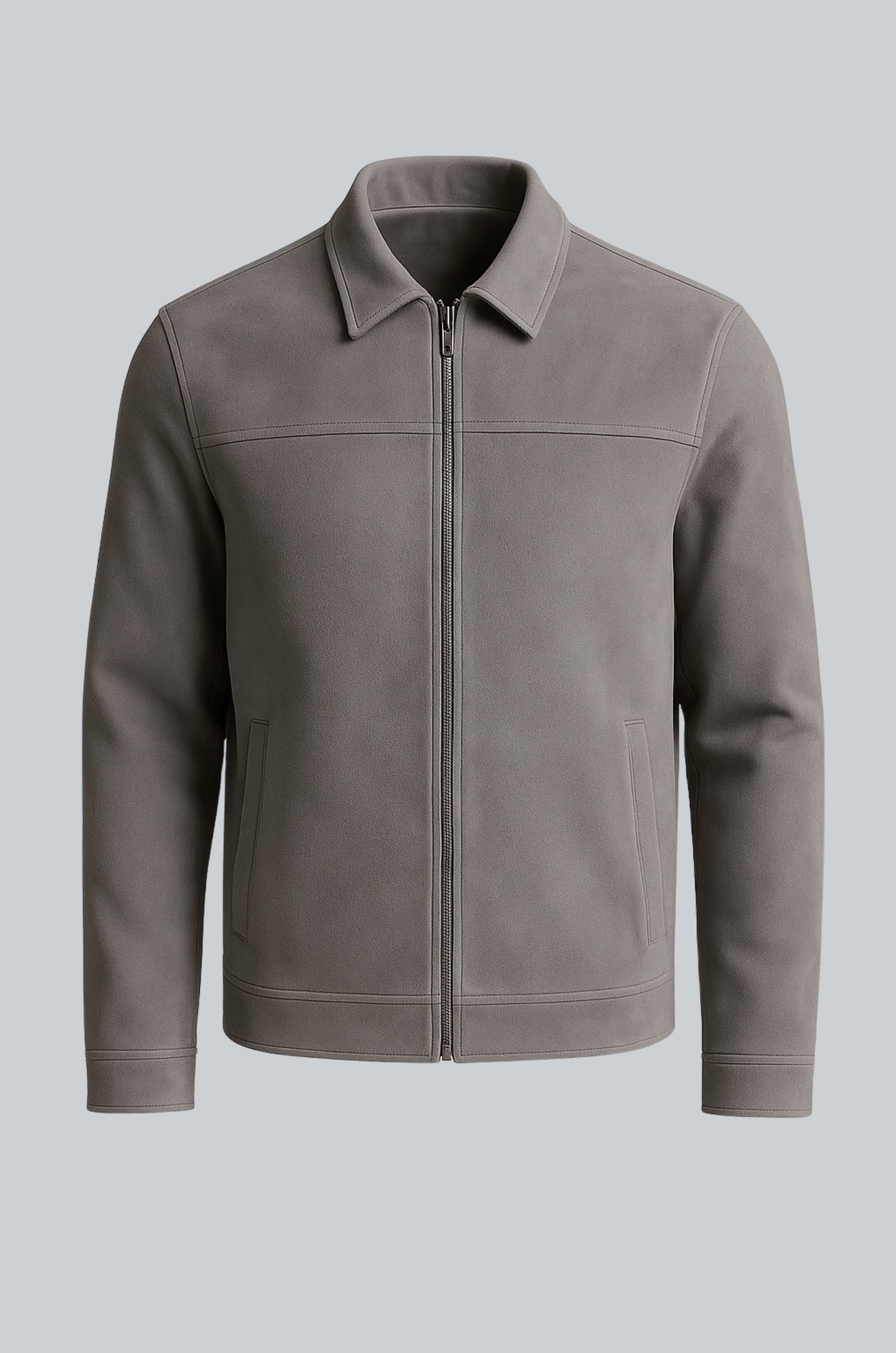 Casual Moderne Grå Suede Jakke