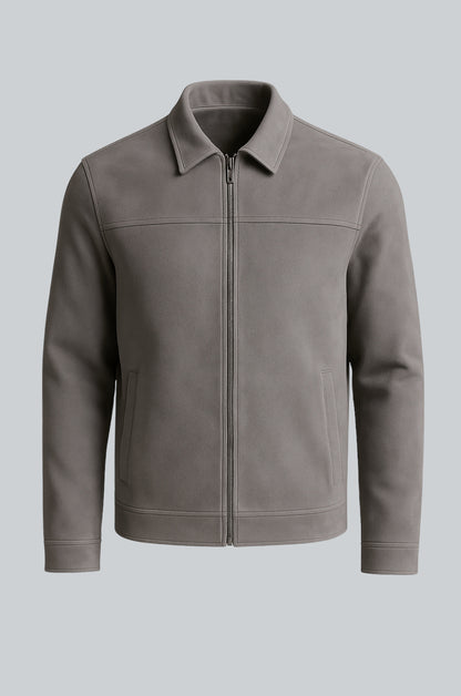 Casual Moderne Grå Suede Jakke