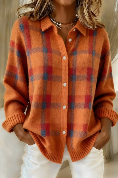 Camilla | Ternet Strikvest med Retro Print & Afslappet Pasform
